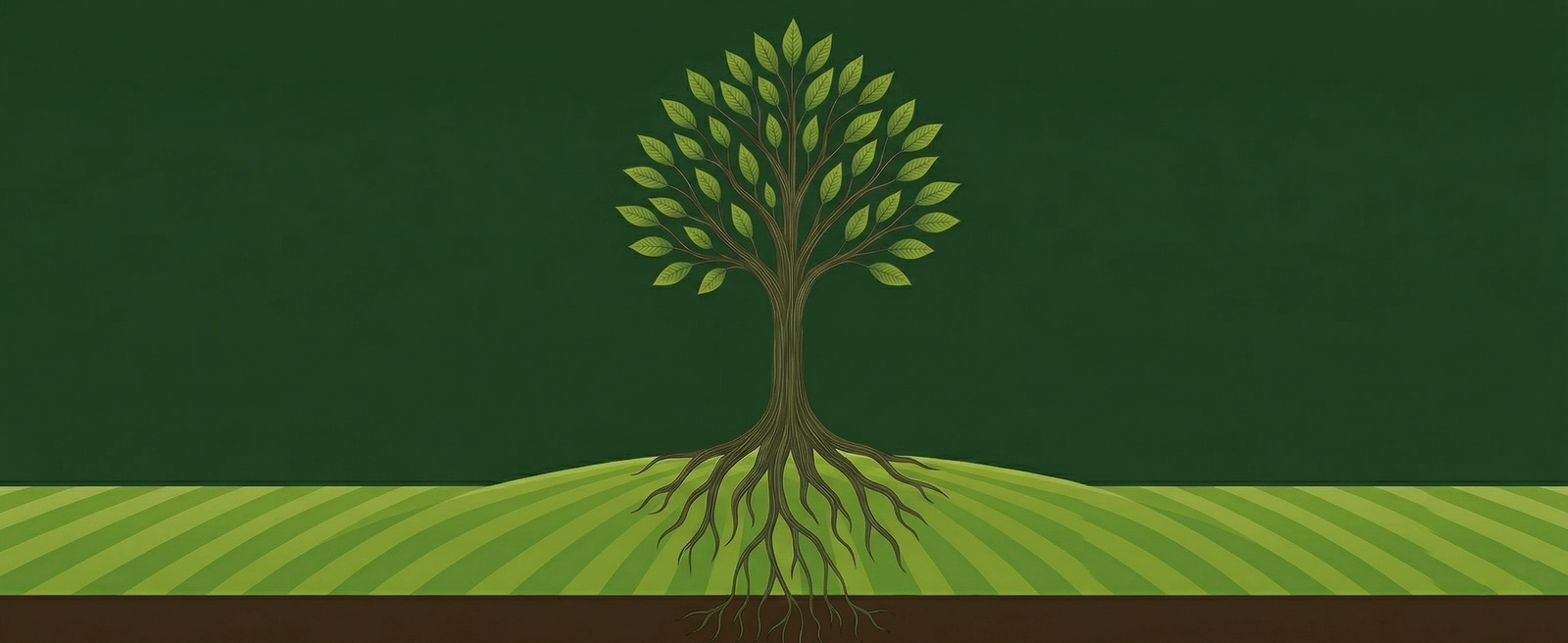 Terstegge Outdoor Services — tree with roots in a freshly mowed lawn